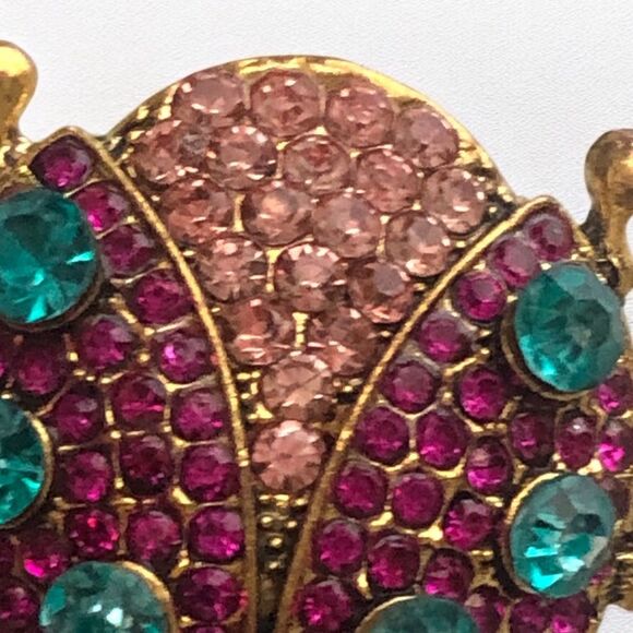 Vintage Pink Rhinestone Ladybug Brooch/Pendant - Picture 3 of 6